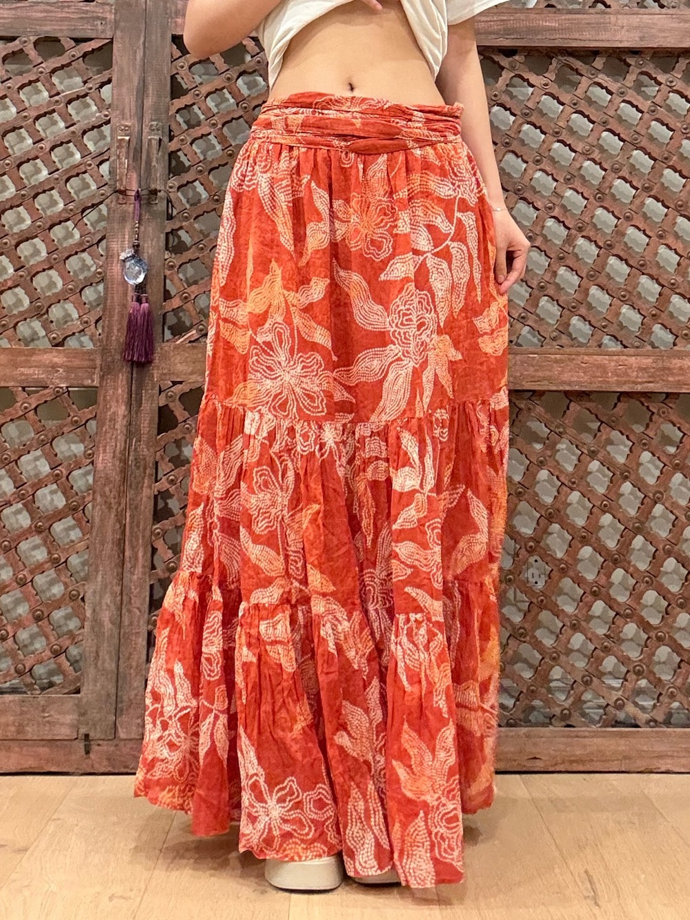 Free People Orange Floral Maxi Skirt NWT!